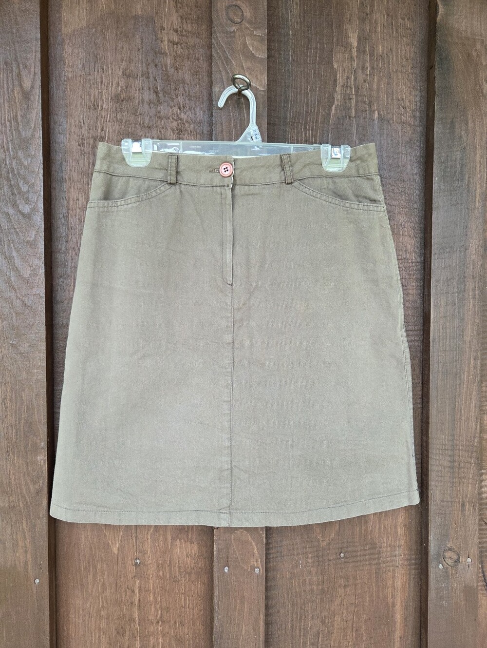 Vintage Olive Cotton Mini Skirt Lined